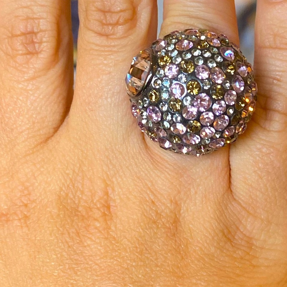 Henri Bendel crystal bubble cocktail ring size 7